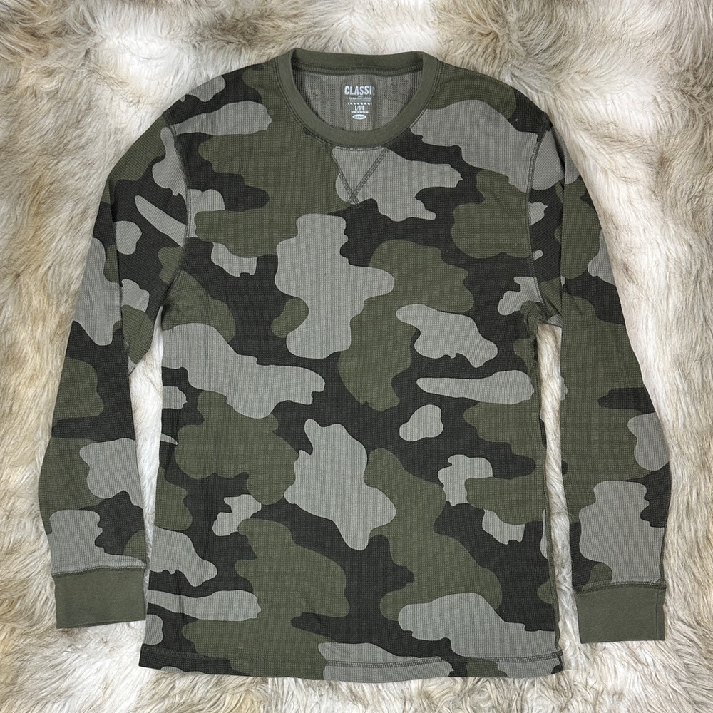 Men’s Old Navy Camo Waffle Knit Long Sleeve Shirt L